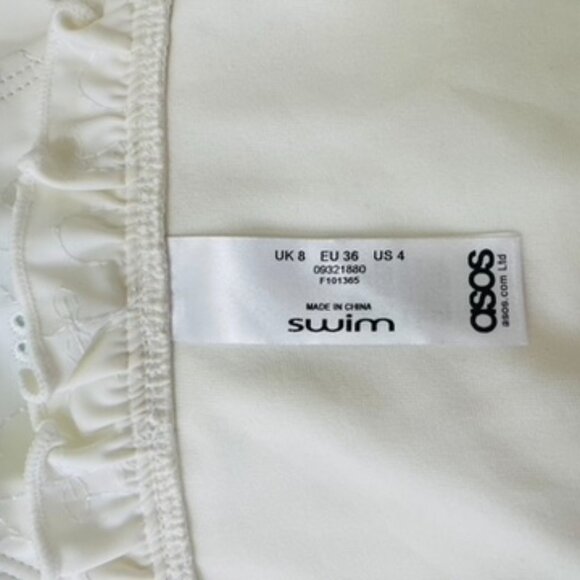 ASOS High Waist White Ruffle Embroideries Bikini Bottom Size UK 8 EU 36 US 4 NEW - Picture 7 of 8
